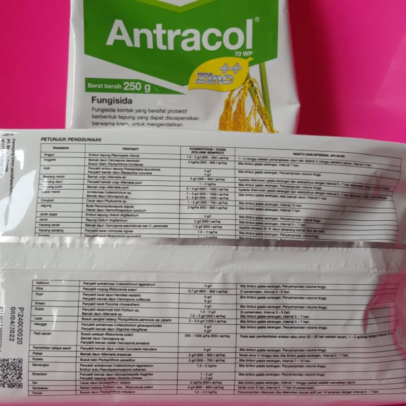 Antracol 70WP +Zinc 250Gr Fungisida Pengendali Hama Tanaman