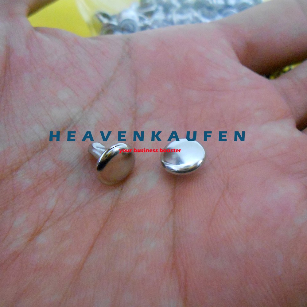 Paku Keling Rivet Centang / Gepeng Nikel Silver 9 mm Bolak Balik Harga Per Pack isi 50 pasang