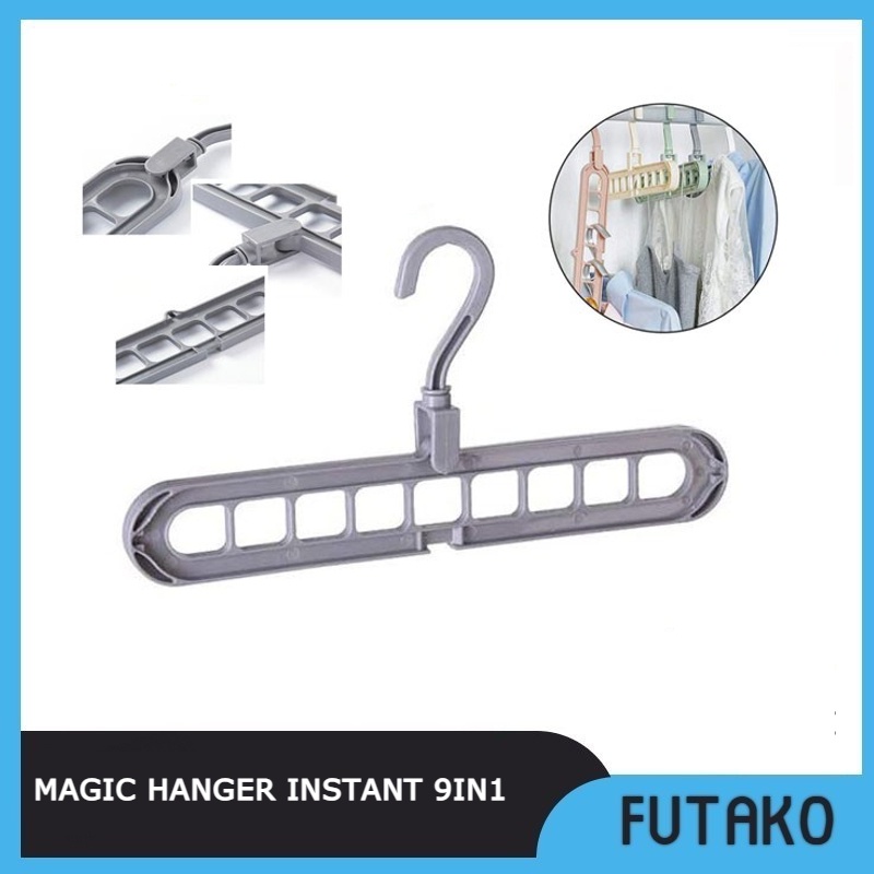 FUTAKO Magic Hanger Instant 9 in 1 / Gantungan Baju Ajaib / Gantungan Baju 9 in 1 Warna Random