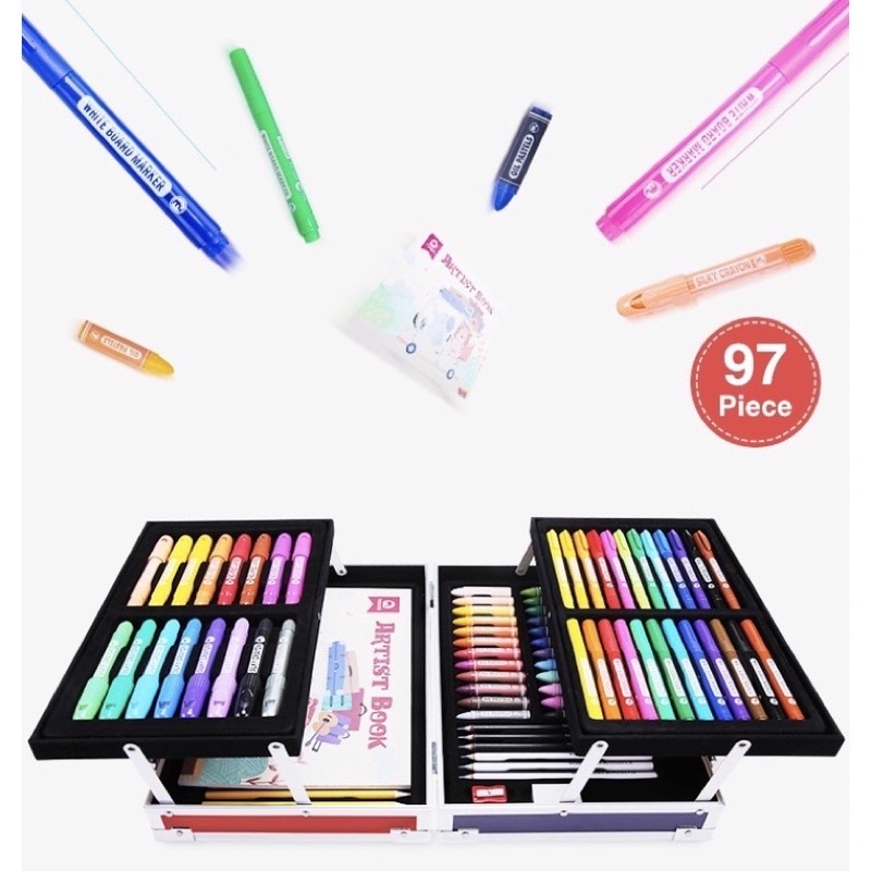 mobee big 97 pcs artist box art set paket lengkap mewarnai