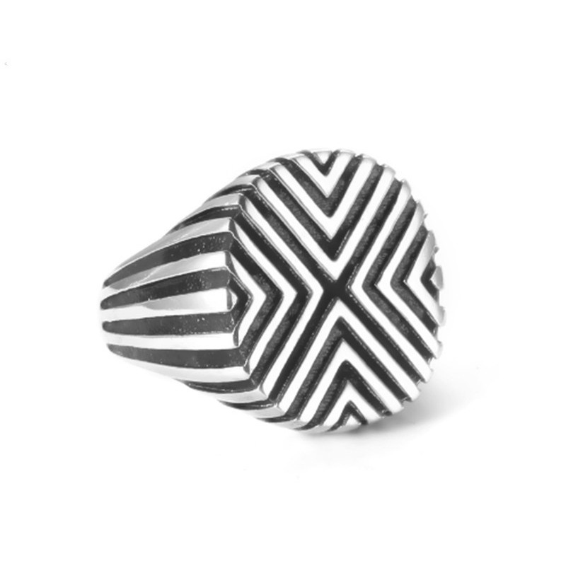 SEUSUK  Fashion Old Style Punk Stripes Ring Retro Fashion Leisure Business Ring