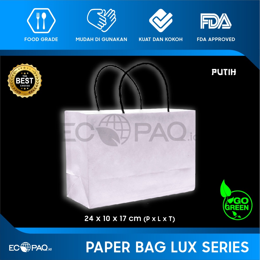 

Paper Bag - Paperbag Polos - PUTIH - 24x10x16.5 cm (20 pcs)