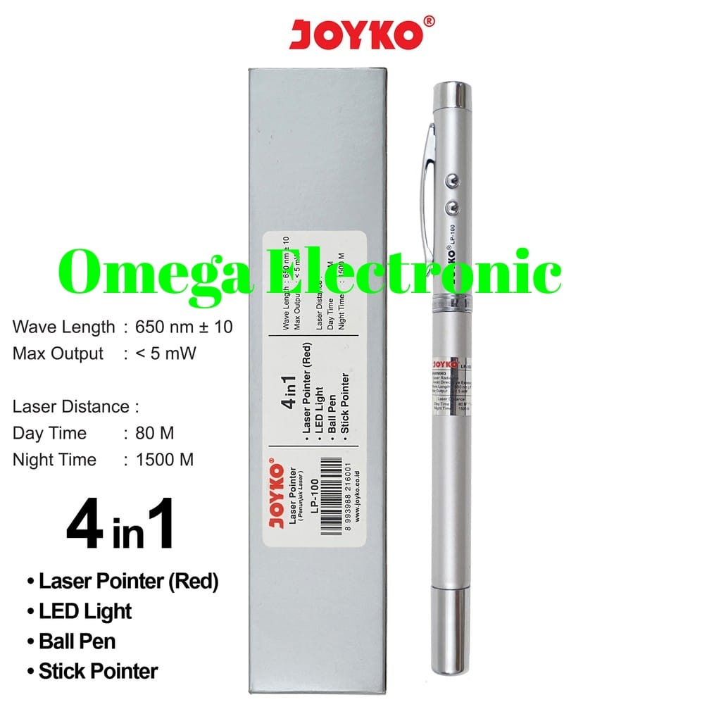 Joyko LP-100 Ball Pen Laser Pointer 4 In 1 Laser Senter Pulpen LP 100