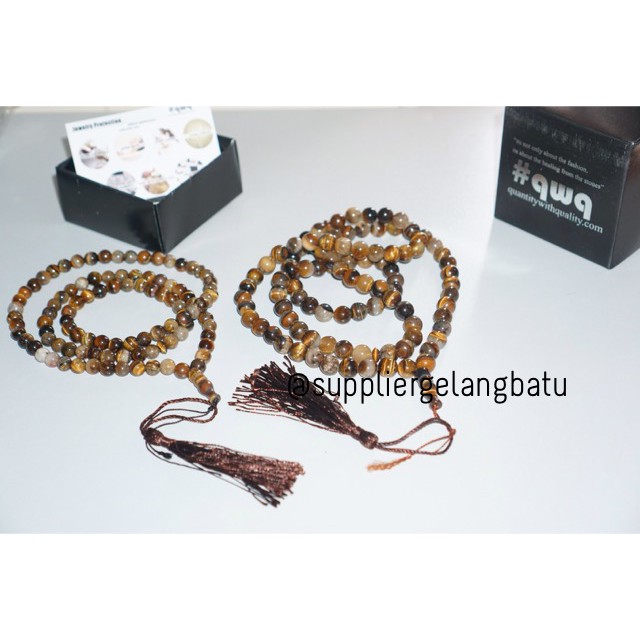 tasbih batu TIGER EYE 99 butir premium tasbeh biduri sepah 8mm 10mm aksesoris renceng pria wanita