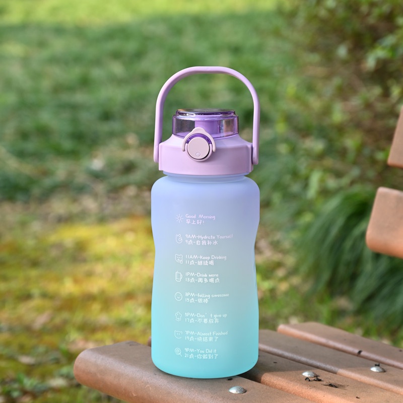 {Lav - Bo942} Botol Minum 1500 ML & 2000 ML / Botol Minum 1,5L & 2L + Stiker & Tali / Botol Minum Stiker Lucu & Unik-Doff Ungu