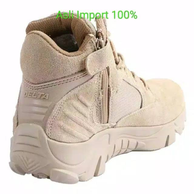 Sepatu Delta Krem Original Gurun / Hiking / Turing Tactical Boots Quality Equipment Tinggi 6 Inchi