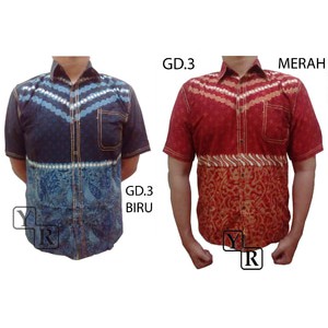 Kemeja/Hem Batik Cap Pria/Cowok Keren Murah Lengan Pendek