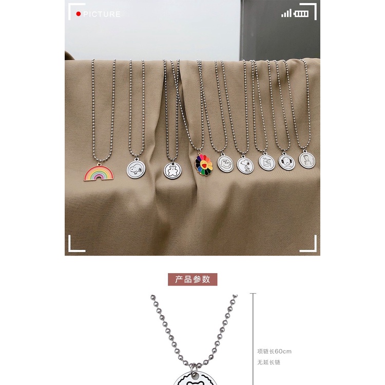 Titanium baja tidak memudar bear Snoopy panjang liontin kalung untuk wanita trendi in pribadi Hip Ho