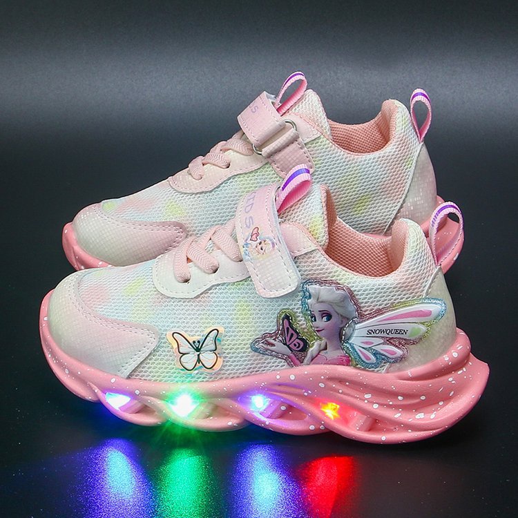 Sepatu Sneakers LED Anak Perempuan Import / Karakter ELSA 2022 / Sepatu Sneakers Anak Frozen