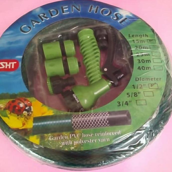 

garden hose set 1/2" x 15 m- selang kebun+ semprotan air 7 posisi sht