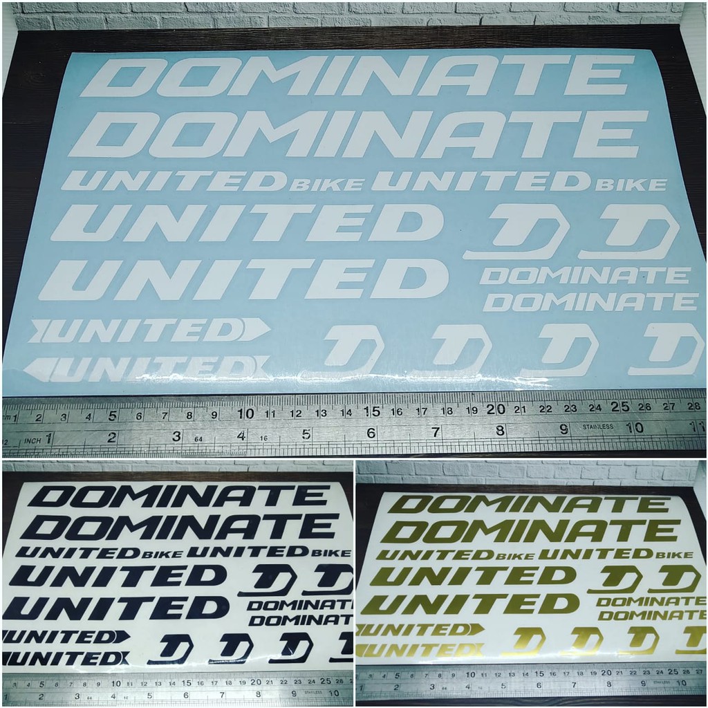 Cutting Sticker United DOMINATE Frame sepeda MTB panjang 28cm bahan Oracal