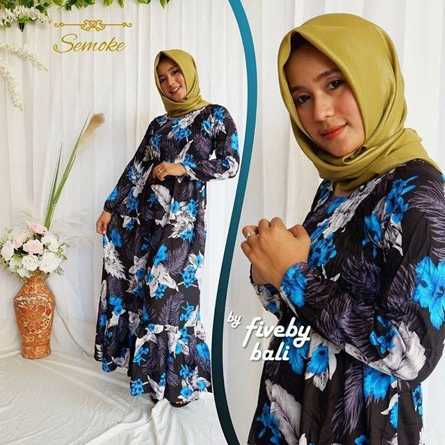 Dress Kerut Dada (semoke) Lengan Panjang