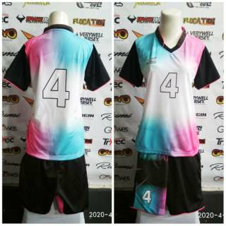 Jersey baju  celana voli mizuno cewek bahan kaos  volly 