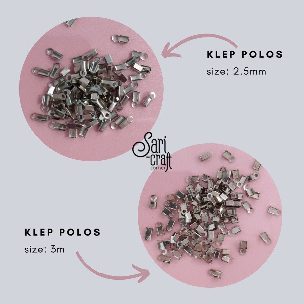 Penjepit Tali Polos Kecil 3mm 4mm Nikel Klep