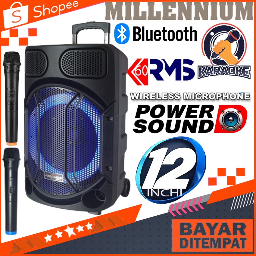 Speaker Bluetooth Speaker Portable Speaker Karaoke Advance K1203 Ukuran 12 Inchi