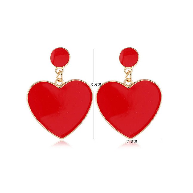 LRC Anting Tusuk Fashion  Drop Nectarine Heart Studs A60123
