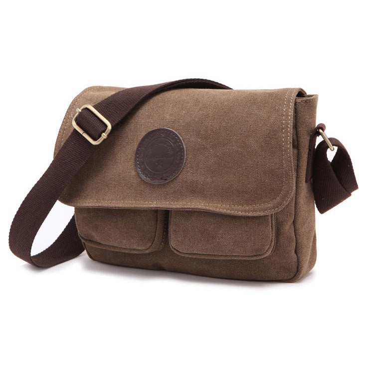 Dxyizu Tas Selempang Messenger Bag Bahan Canvas 1008 Brown Grab Medan