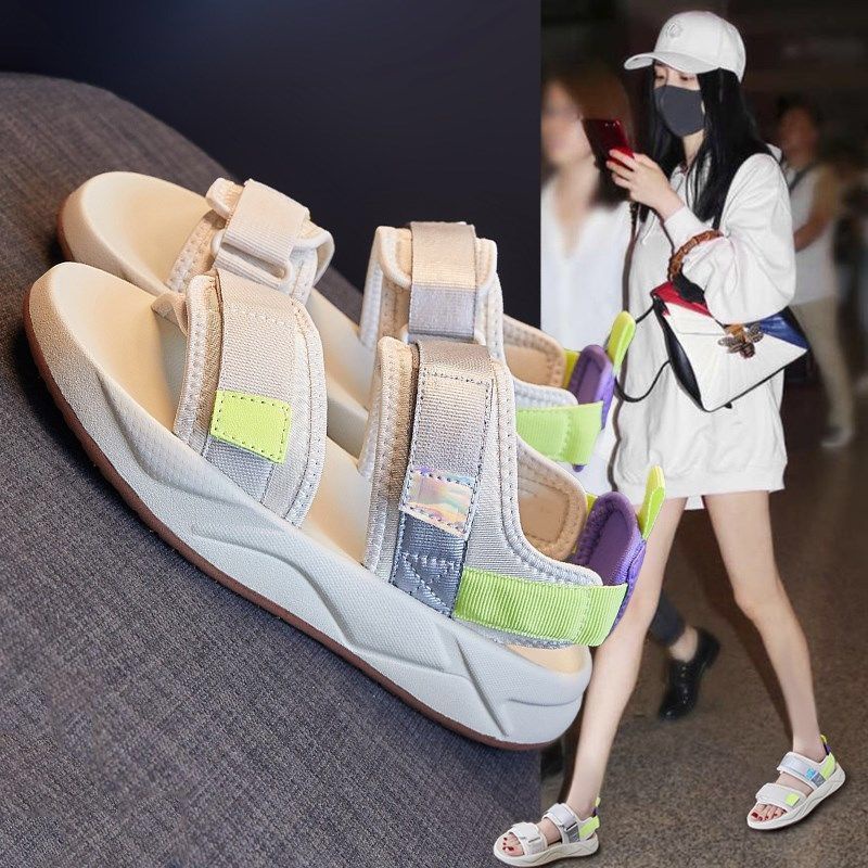 CUCI GUDANG TOPGROSIR TG1563 Sandal Gunung Wanita Import Tali Velcro Bahan Kanvas Korean Style