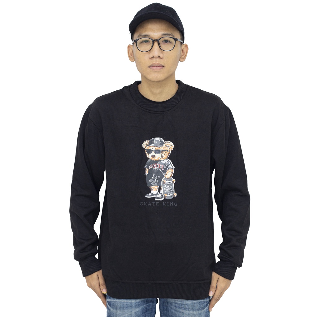 CREWNECK SWEATER BEAR TEDDY BEAR SWEATER BERUANG CREWNECK BERUANG HITAM MILO MOCCA