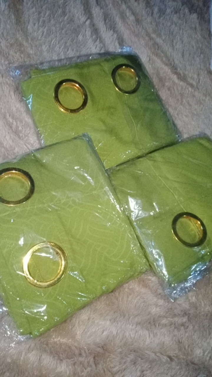 Produsen Gorden Embos Hijau Jade Smokering Murah! Ukuran 115cm X 210cm / Gorden Grosir