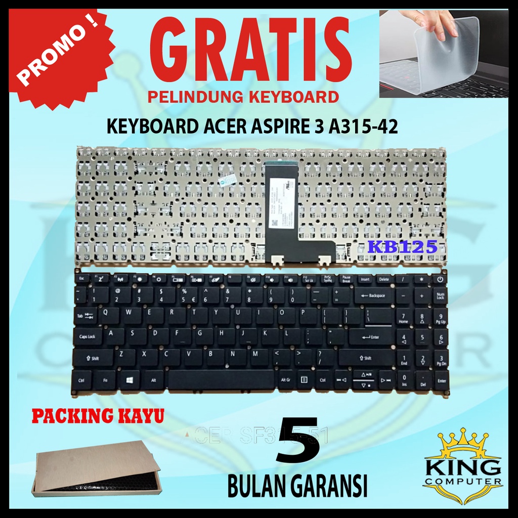 KEYBOARD LAPTOP ACER ASPIRE 3 A315 SF315 A615 FREE KEYBOARD PROTEKTOR