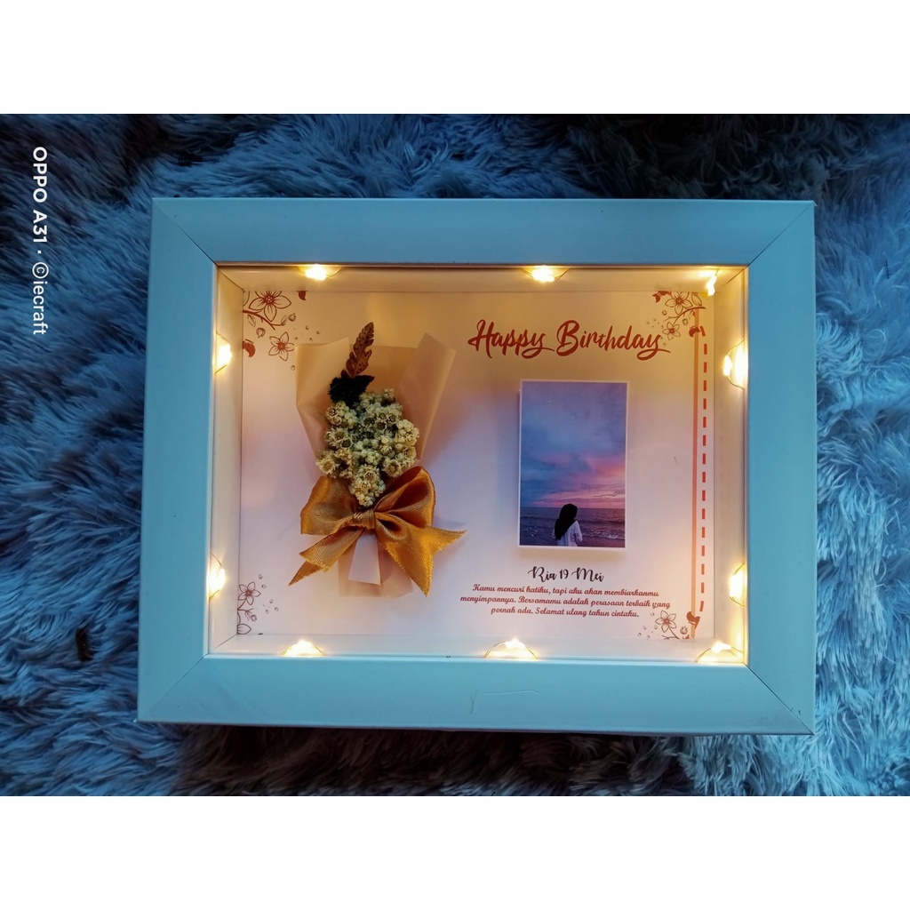 1 HARI JADI Flower in Frame  Polaroid Frame Kado Pernikahan Kado Wisuda Kado Ultah Kado Ulang Tahun Kado Anniversary Kado Tunangan ukuran 15x20 cm