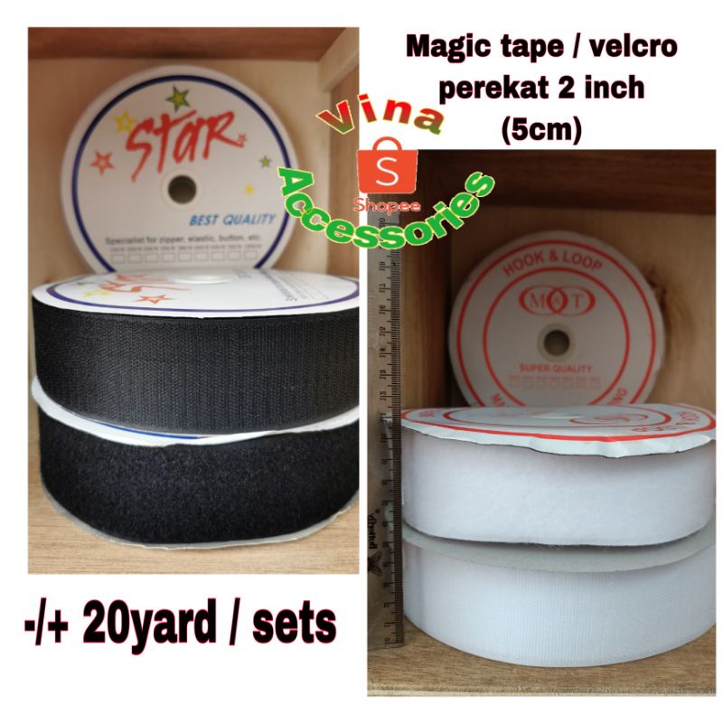 

magic tape 2inch / perekat velcro 5cm hitam / 20yard
