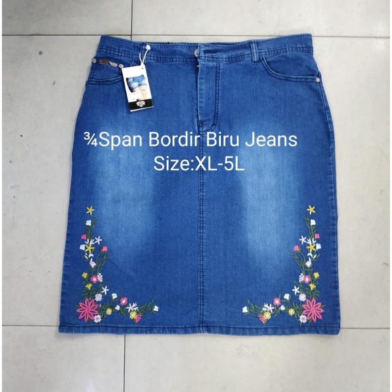 rok jeans bordir/ rok jeans polos