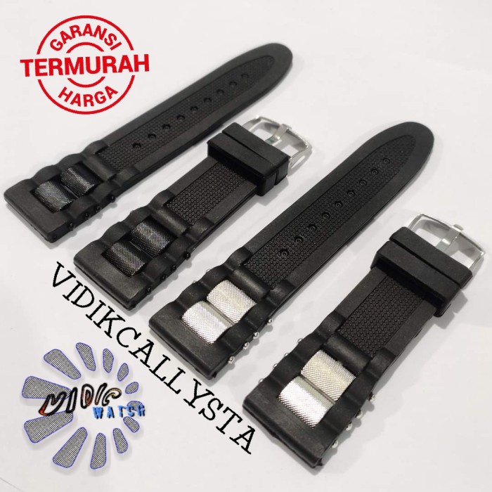 Tali karet Jam Tangan 24mm 24 MM Rubber Strap Fashion Hitam Bagus WH56