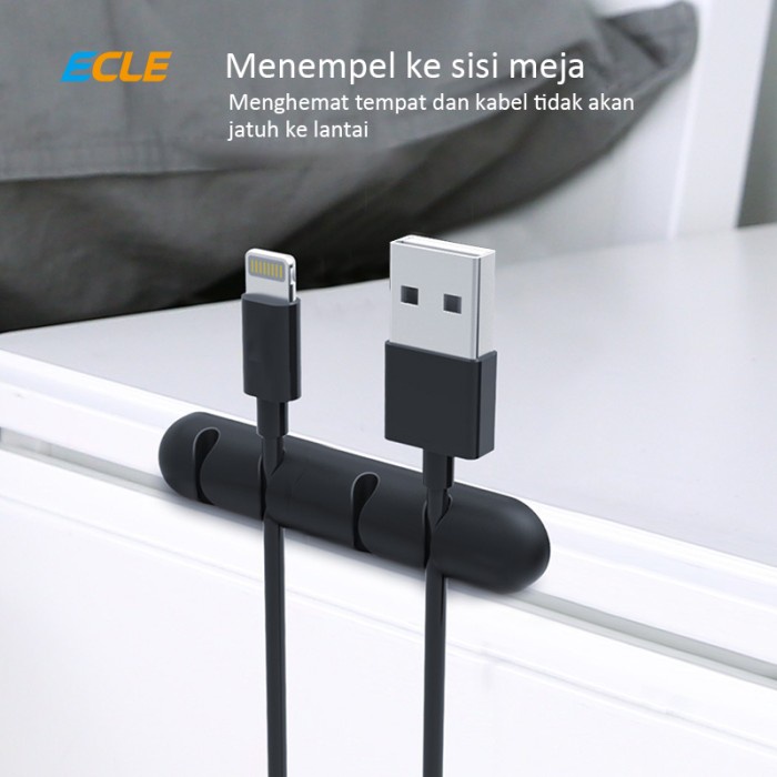 

perekat-pengikat- ecle kabel organizer silikon all type cable manage clip black 7 slots -pengikat-