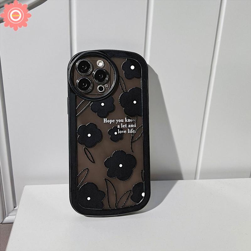 Soft Case TPU Motif Bunga Hitam Untuk Samsung A03 A32 A50 A12 A13 A02s A22 A50s M32 A53 5G A03s A52 A51 A30s A31 A52s A33 M22S A11