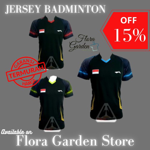 Kaos Badminton Lining BLL 15 LN Ozon Jersey Badminton Printing  Hitam Stabilo  M Kaos Bulu Tangkis