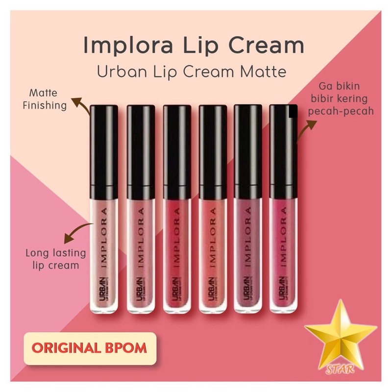 Implora Urban Lip Cream Matte / 12 Warna  / Original BPOM Resmi