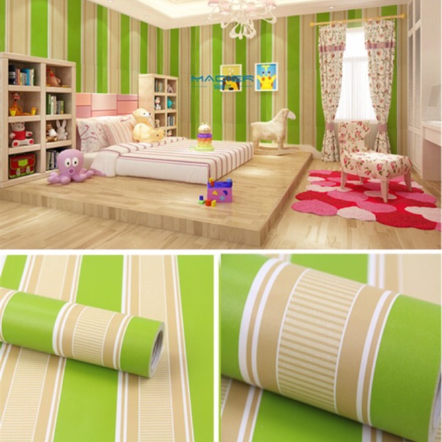 Wallpaper Dinding / Wallpaper Sticker Salur Hijau