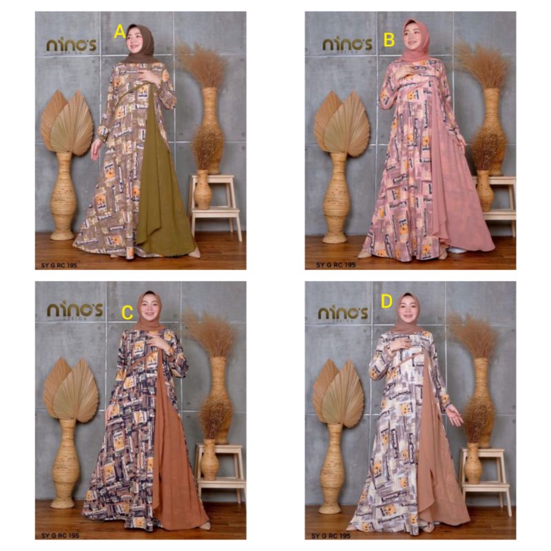 SY G RC 195 BY NINOS / DRESS MOTIF / GAMIS ORIGINALBRANDED / Ready Gamis terbaru ninos / gamis ninos