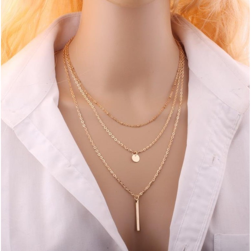 Kalung Rantai Wanita 3 Layers C25  Korean Style Women Necklace Aksesoris Perhiasan Cewe Multilayers