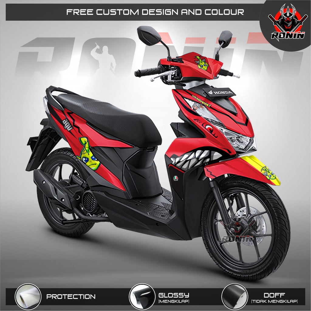 Sticker Decal Full Body All New Beat 2020 Motif Shark Red