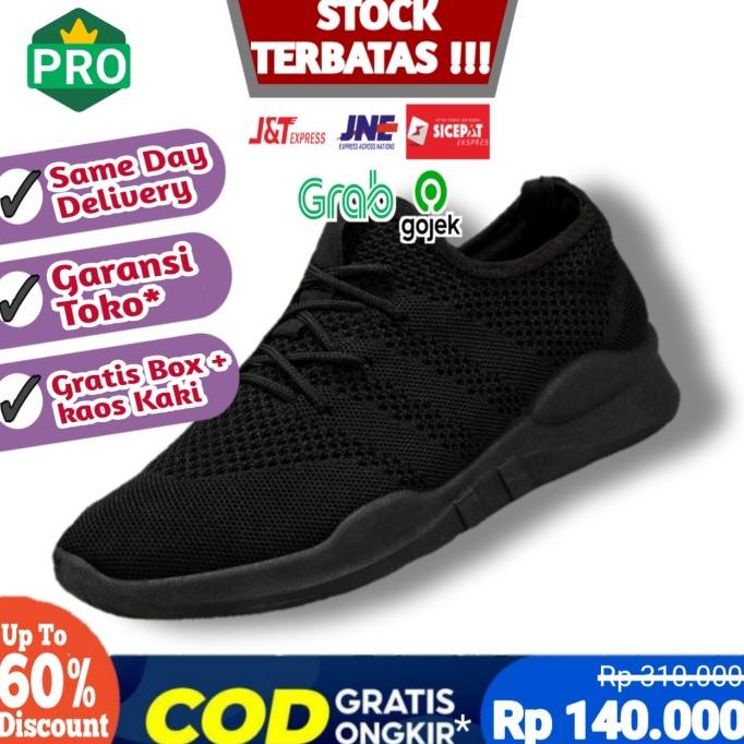 SEPATU SNEAKERS SNEAKER KETS FULL HITAM POLOS BLACK SEKOLAH PRIA KERJA