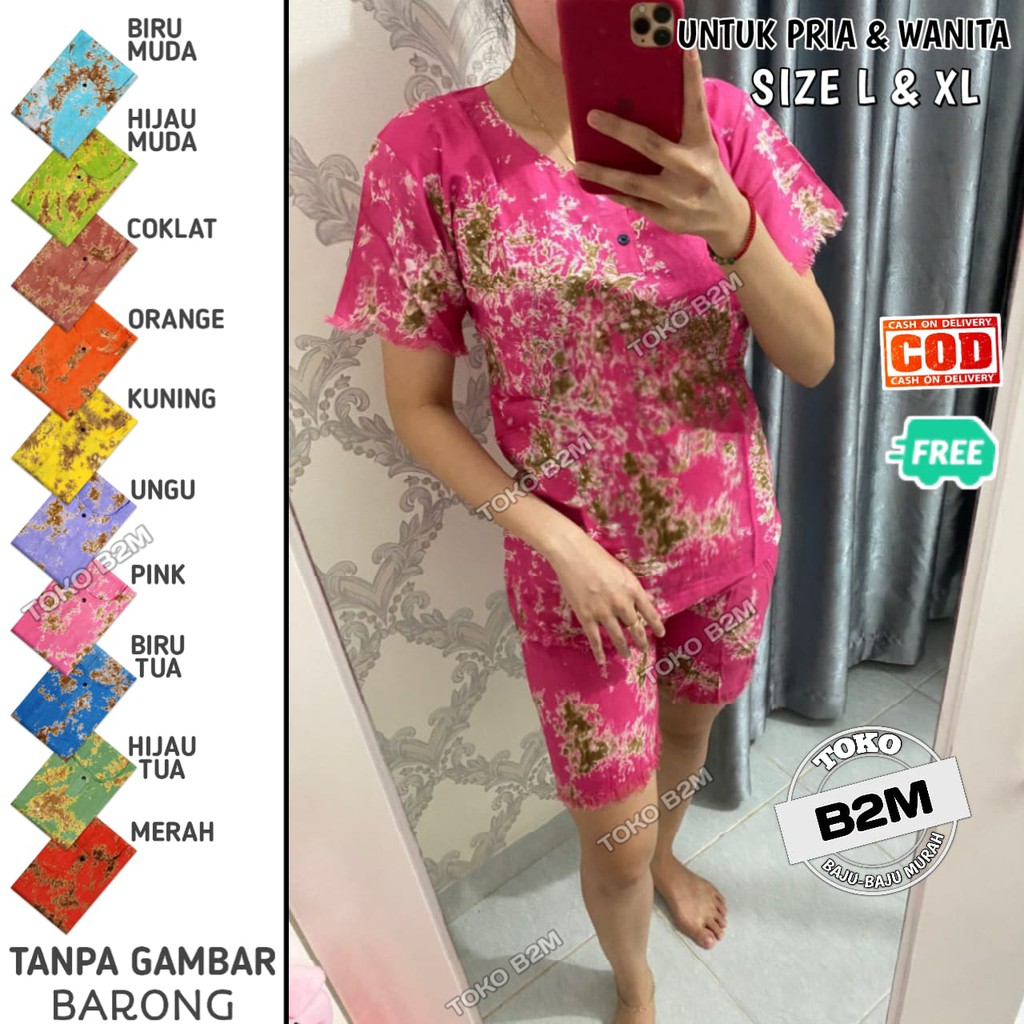 Tie Dye Setelan Baju Celana Wanita dan Pria Tanpa Gambar Barong - B2M