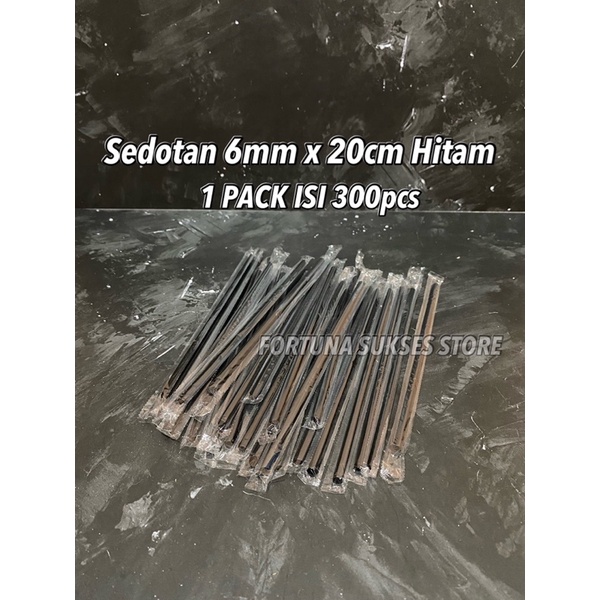 Sedotan 6mm Hitam & Bening Steril isi 250PCS - Sedotan Bungkus Plastik 6mm Hitam & Bening