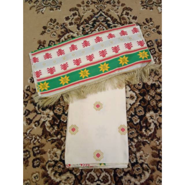 Songket palembang motif cantik manis tumtum cream kombinasi
