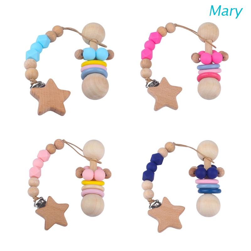 Mary Klip Rantai Holder Dot Empeng Bayi Bahan Kayu