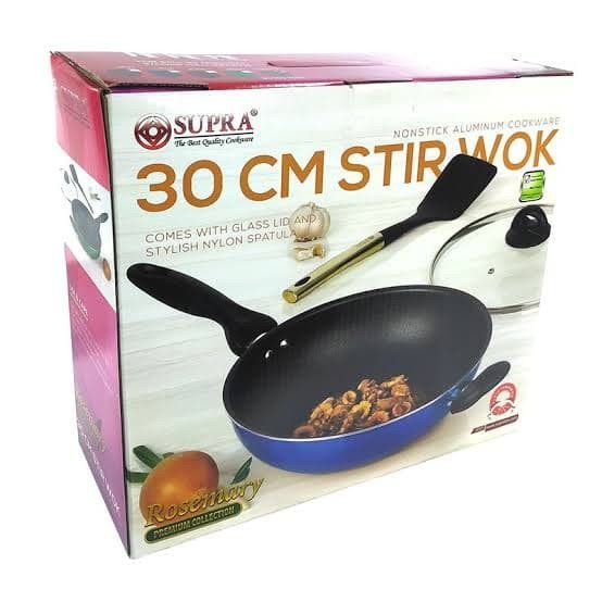 SUPRA Rosemary Stirwok 30cm+LID / Wajan Teflon Supra 30cm+Tutup