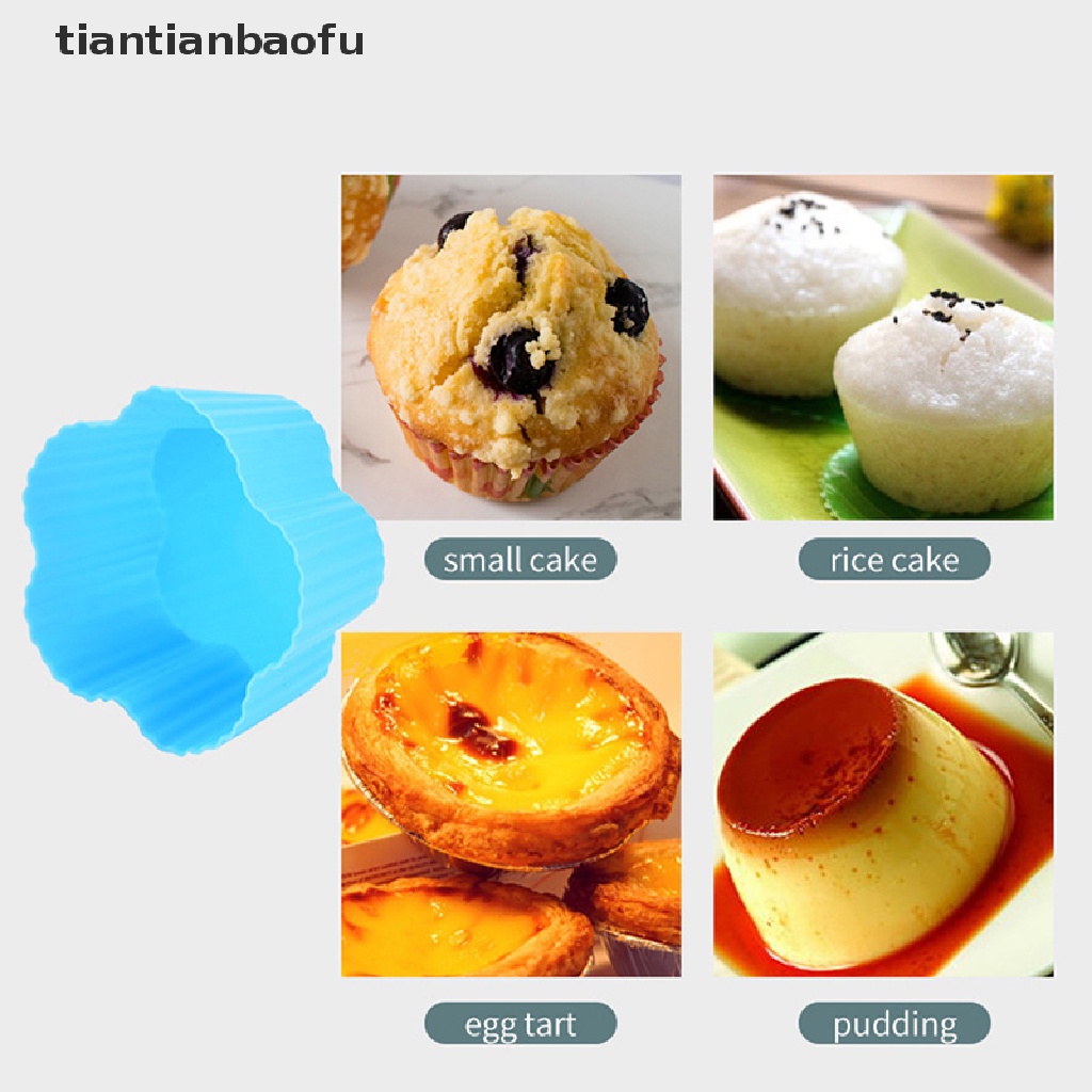 4pcs Cetakan Cupcake Muffin Egg Tart Pudding Jelly Bentuk Bunga Bahan Silikon