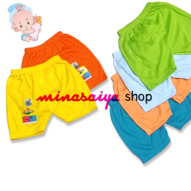 SAMLEO 3 pcs dan 6 pcs Celana Pendek Bayi SNI Polos Warna Uk. S - XL