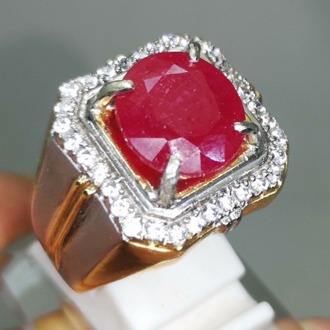 Cincin Batu permata Ruby Asli Merah Delima