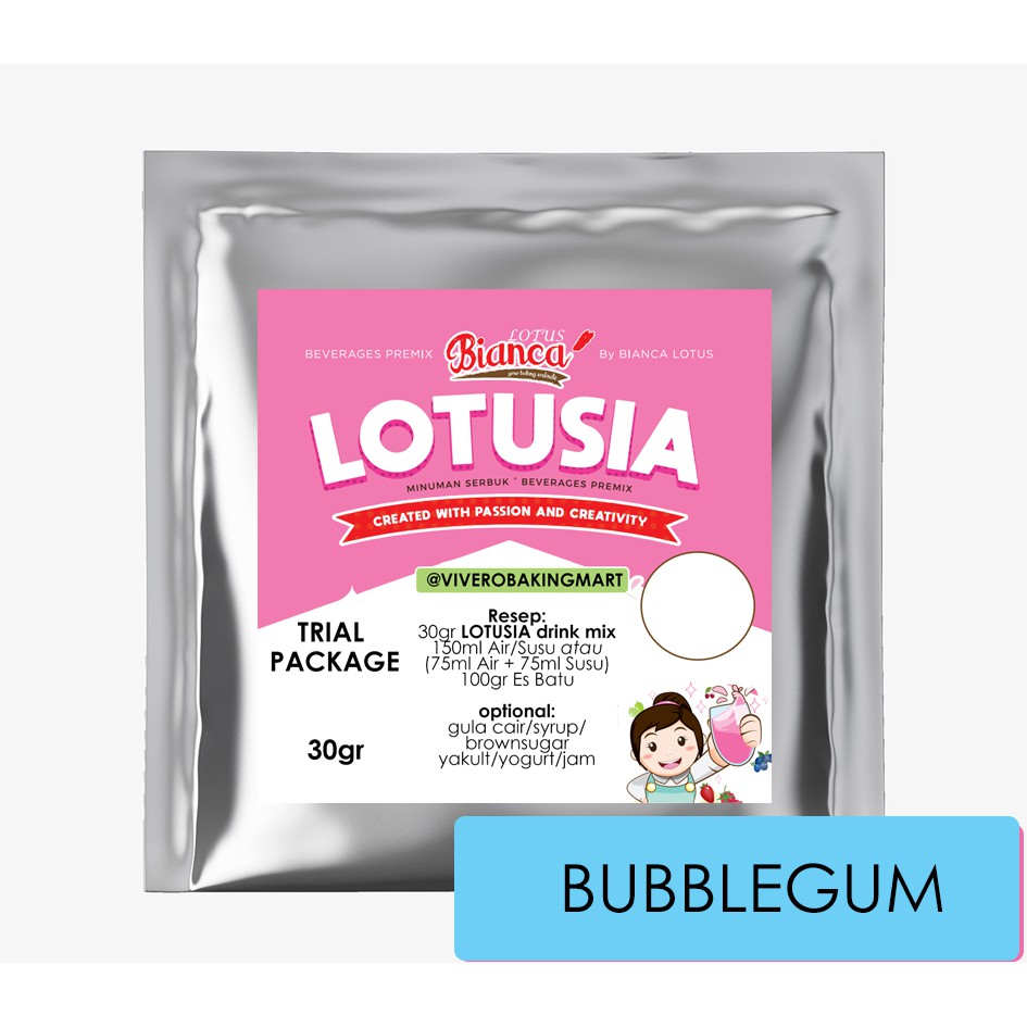 30gr LOTUSIA BUBBLEGUM DRINK PREMIX (TRIAL PACKAGE)