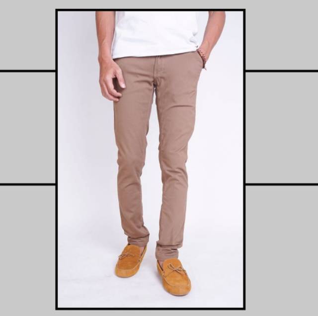 CELANA CHINO Panjang pria Slimfit Santai Casual Formal Hitam Abu Cream