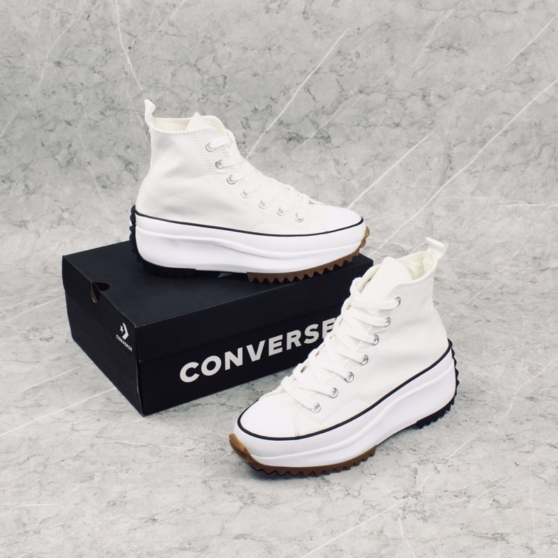 converse run star hike trainers in triple white