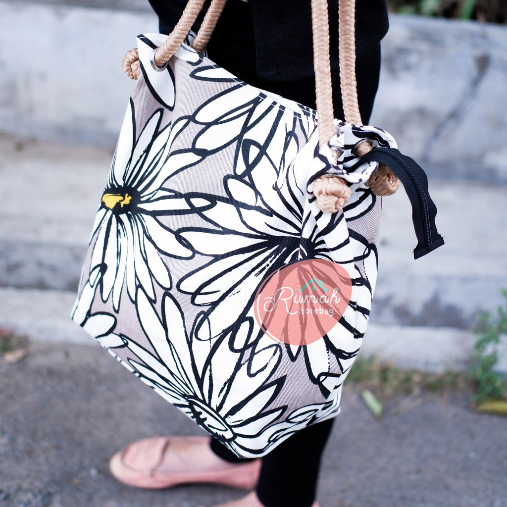 TAS_BDG - TOTEBAG UNIK TALI SUMBU MOTIF FLORA